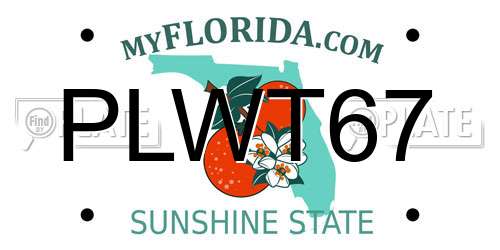PLWT67 Florida License Plate