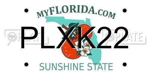 PLXK22 Florida License Plate