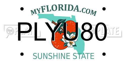 PLYU80 Florida License Plate