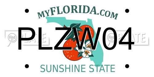 PLZW04 Florida License Plate