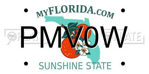 PMV0W Florida License Plate