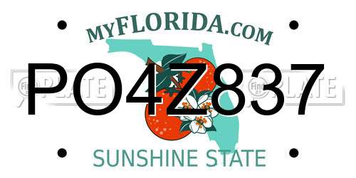 PO4Z837 Florida License Plate