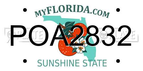 POA2832 Florida License Plate