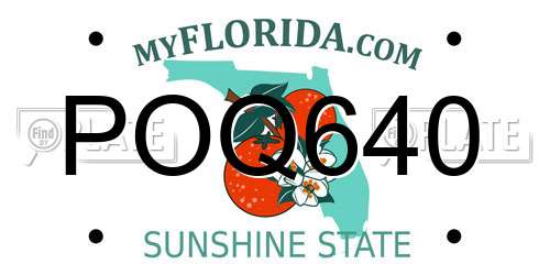 POQ640 Florida License Plate
