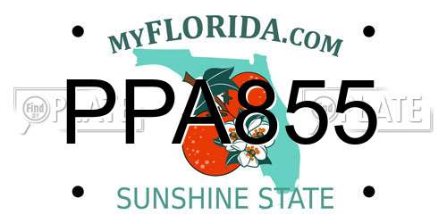 PPA855 Florida License Plate