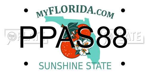 PPAS88 Florida License Plate