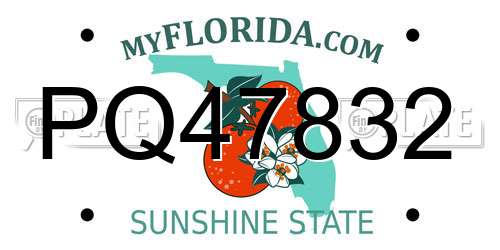 PQ47832 Florida License Plate