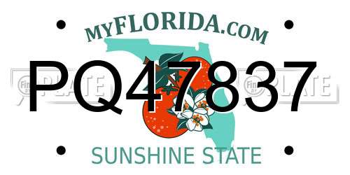 PQ47837 Florida License Plate