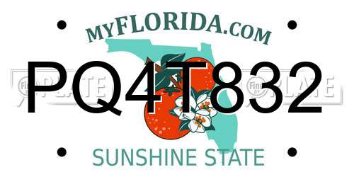 PQ4T832 Florida License Plate