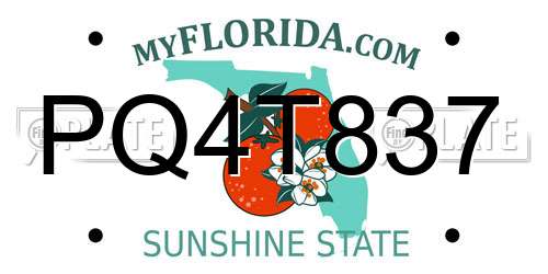 PQ4T837 Florida License Plate