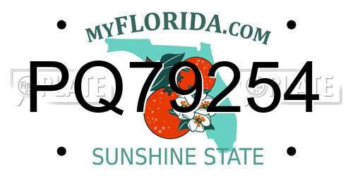 PQ79254 Florida License Plate
