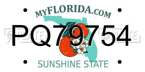PQ79754 Florida License Plate