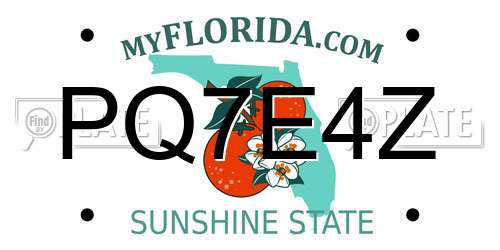 PQ7E4Z Florida License Plate