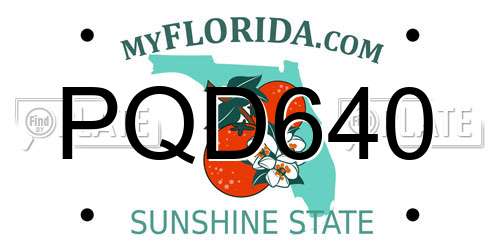 PQD640 Florida License Plate