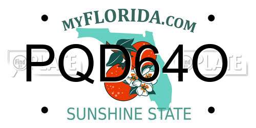PQD64O Florida License Plate