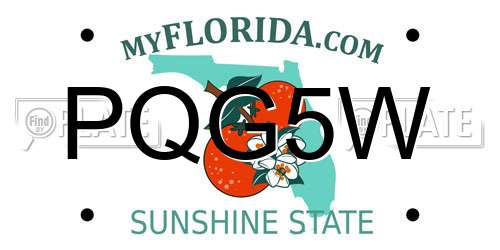 PQG5W Florida License Plate