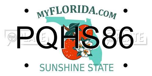 PQHS86 Florida License Plate
