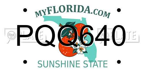 PQQ640 Florida License Plate