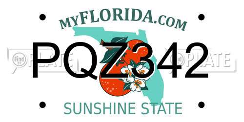PQZ342 Florida License Plate