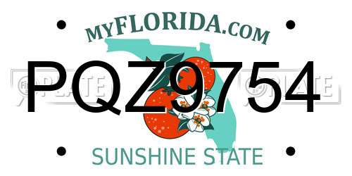PQZ9754 Florida License Plate