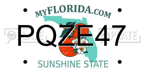 PQZE47 Florida License Plate