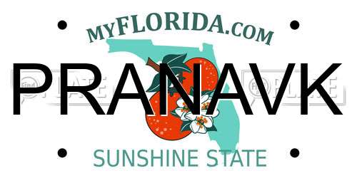 PRANAVK Florida License Plate