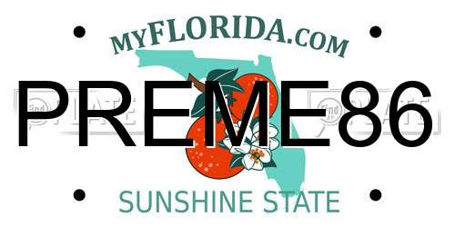 PREME86 Florida License Plate