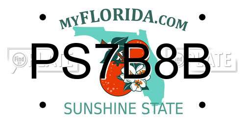 PS7B8B Florida License Plate
