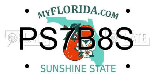 PS7B8S Florida License Plate