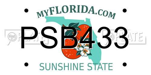 PSB433 Florida License Plate