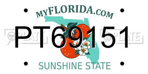 PT69151 Florida License Plate