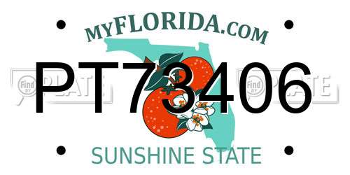 PT73406 Florida License Plate
