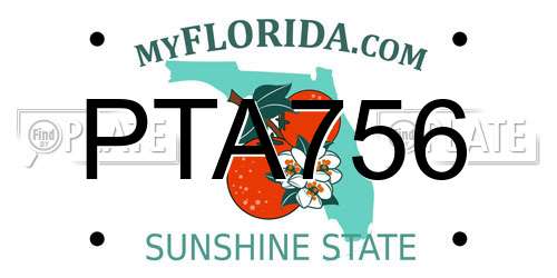PTA756 Florida License Plate