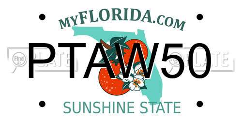 PTAW50 Florida License Plate