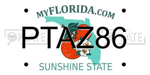 PTAZ86 Florida License Plate
