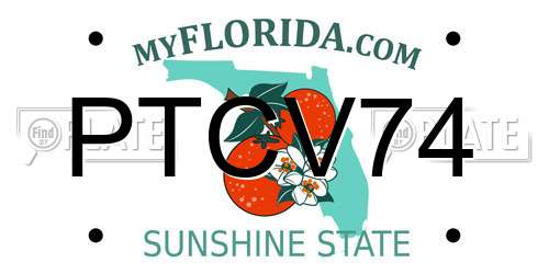 PTCV74 Florida License Plate