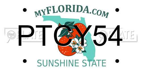 PTCY54 Florida License Plate