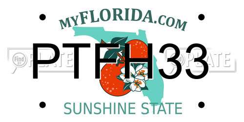 PTFH33 Florida License Plate