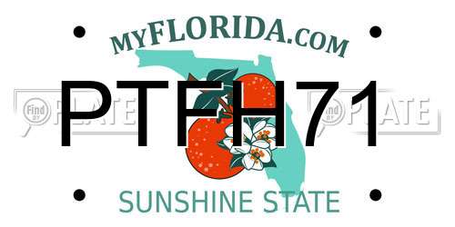 PTFH71 Florida License Plate