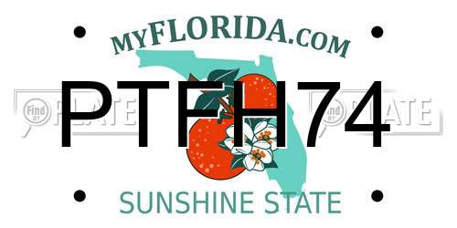PTFH74 Florida License Plate