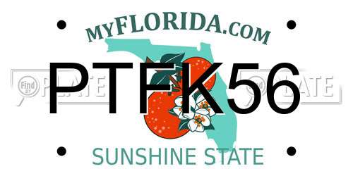 PTFK56 Florida License Plate