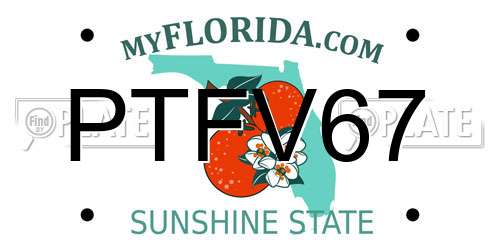 PTFV67 Florida License Plate