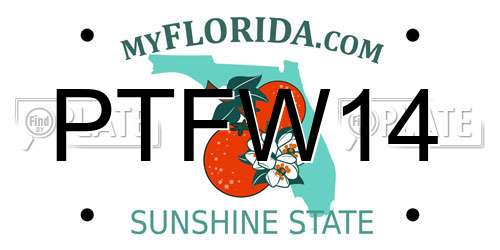 PTFW14 Florida License Plate