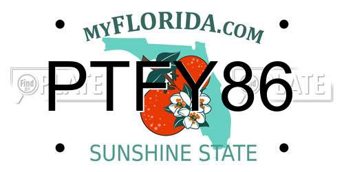 PTFY86 Florida License Plate