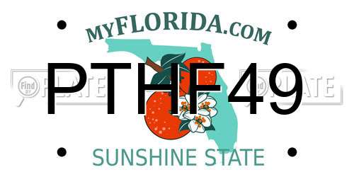 PTHF49 Florida License Plate