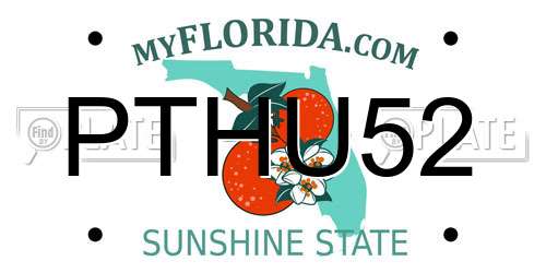 PTHU52 Florida License Plate
