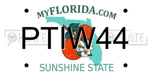 PTIW44 Florida License Plate