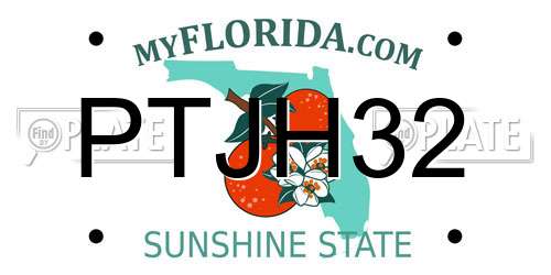 PTJH32 Florida License Plate