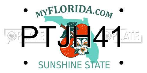 PTJH41 Florida License Plate