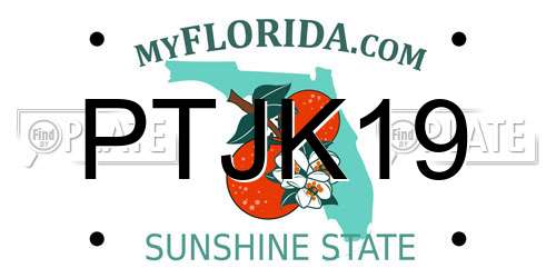 PTJK19 Florida License Plate